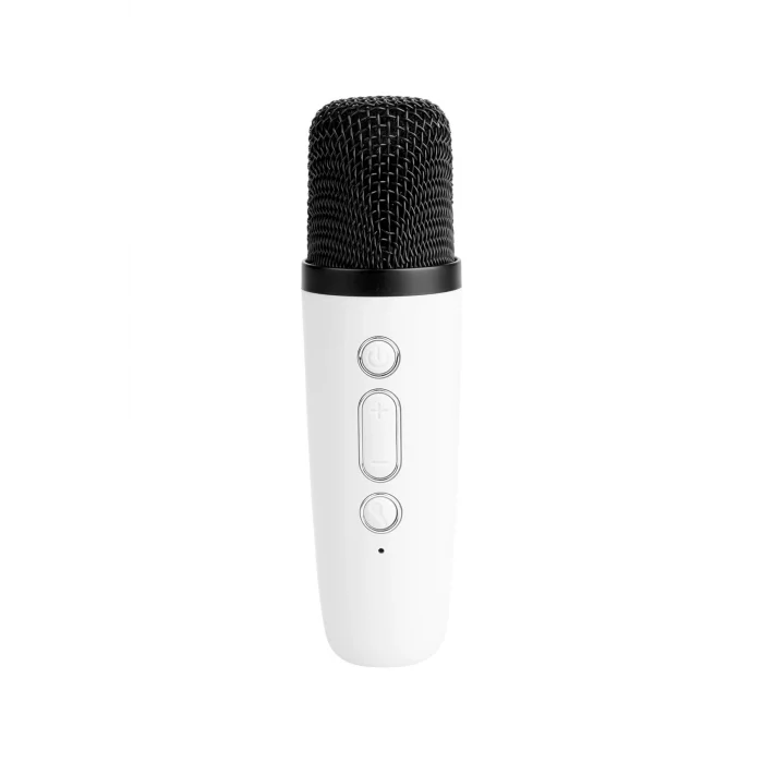 BUĞZ Karaoke Mikrofonlu Beyaz Bluetooth Hoparlör, Taşınabilir Müzik ve Eğlence Sistemi