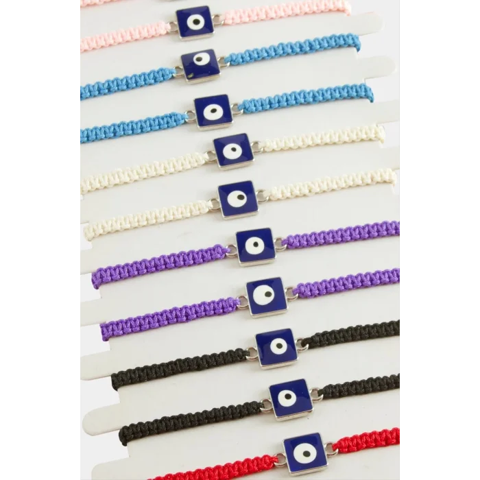  Kare Nazar Makrome Örgülü Bileklik