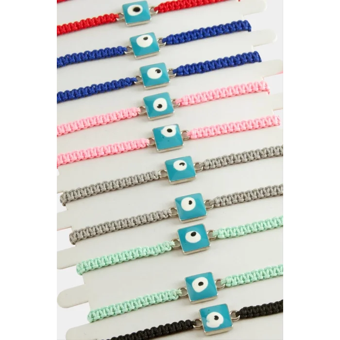  Kare Nazar Makrome Örgülü Bileklik