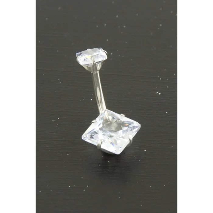 Kare Zirkon Taşlı Çelik Piercing 1 Adet