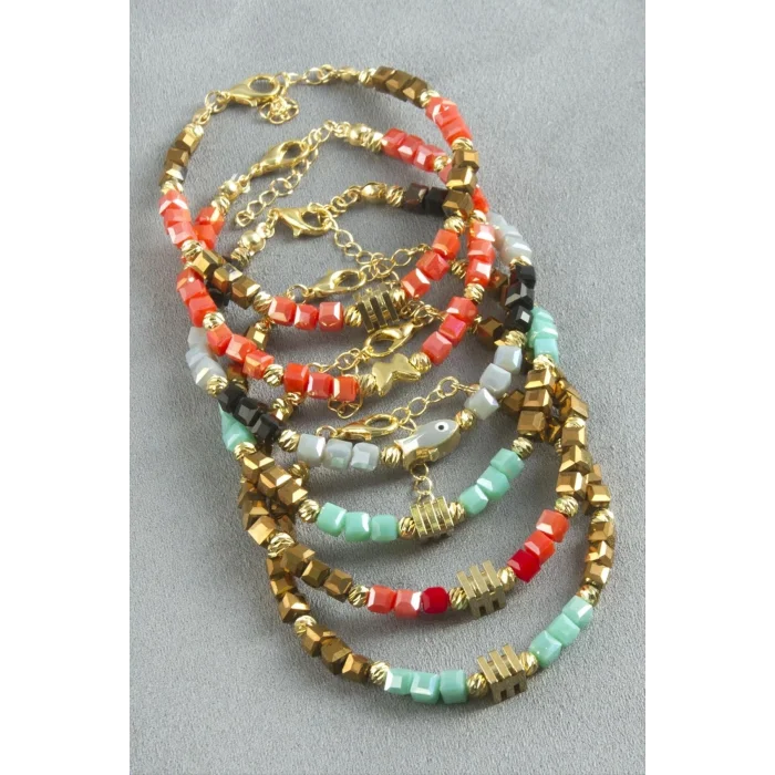 BUĞZ Karışık Figürlü Küp Kristal Bileklik