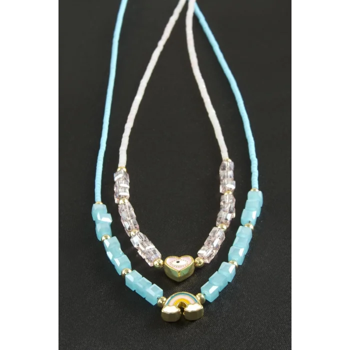 BUĞZ Karışık Figürlü Miyoki Boncuk Küp Kristal Kolye 1 Adet