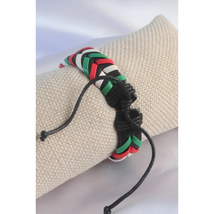 BUĞZ Karışık Renk İpli Deri Erkek Bileklik - Lisinya