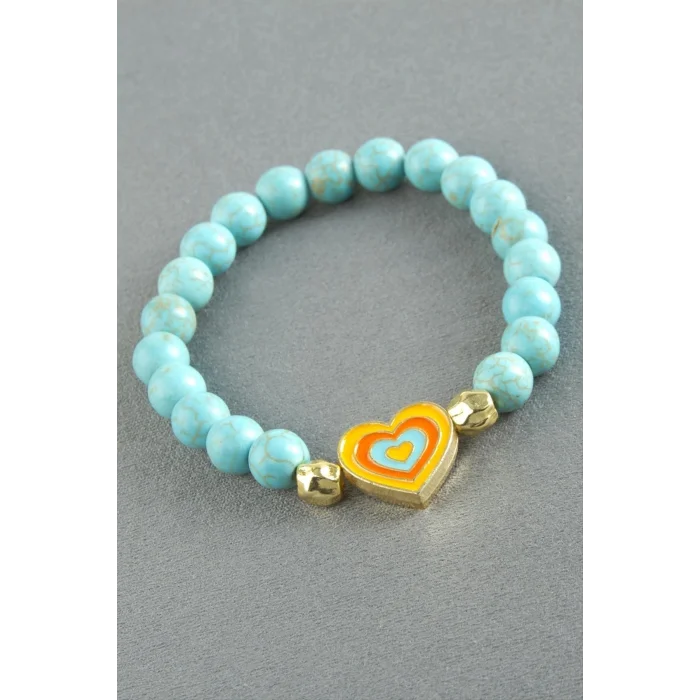 BUĞZ Karşık Figürlü Turkuaz Doğaltaş Bileklik