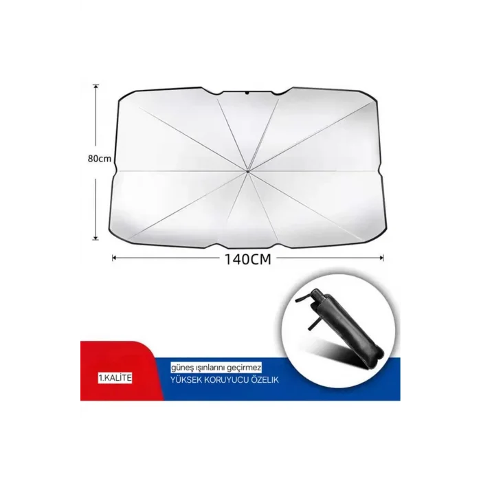 BUĞZ Katlanabilir Araba Ön Cam Güneşlik Şemsiye 140x79 cm UV Koruyucu Oto Gölgelik 1 Adet