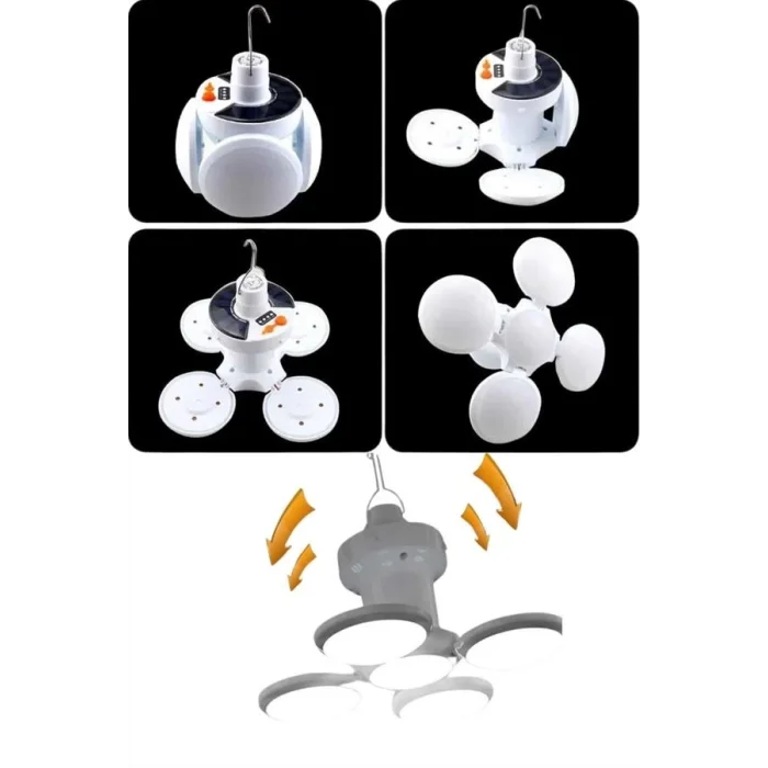 BUĞZ Katlanabilir Askılı Kamp Lambası 5 Kanatlı Pratik Güneş Enerjili