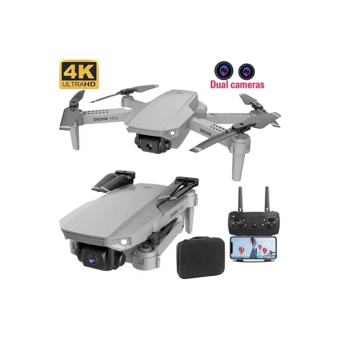 BUĞZ Katlanabilir Çift Kameralı Wifi Bağlantılı Drone, Uzaktan Kumanda ve Akıllı Telefon Kontrolü, Siyah