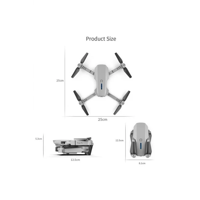 BUĞZ Katlanabilir Çift Kameralı Wifi Bağlantılı Drone, Uzaktan Kumanda ve Akıllı Telefon Kontrolü, Siyah