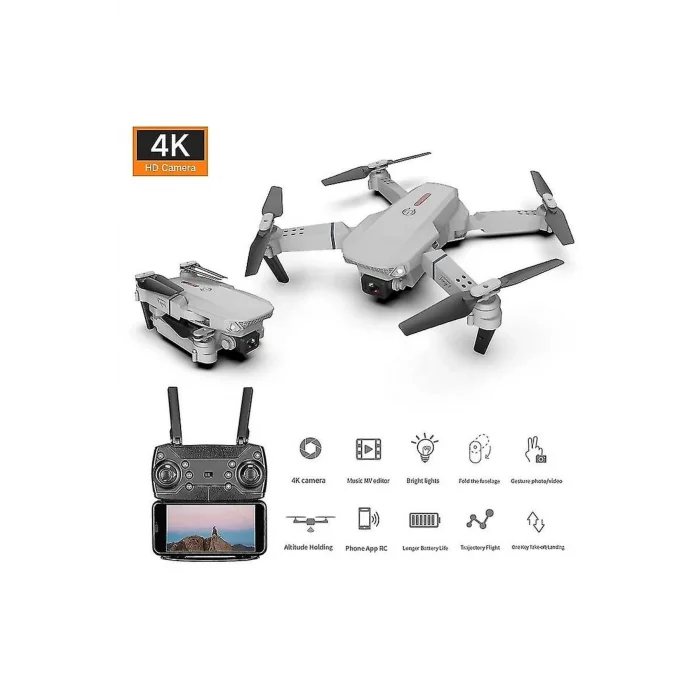 BUĞZ Katlanabilir Çift Kameralı Wifi Bağlantılı Drone, Uzaktan Kumanda ve Akıllı Telefon Kontrolü, Siyah