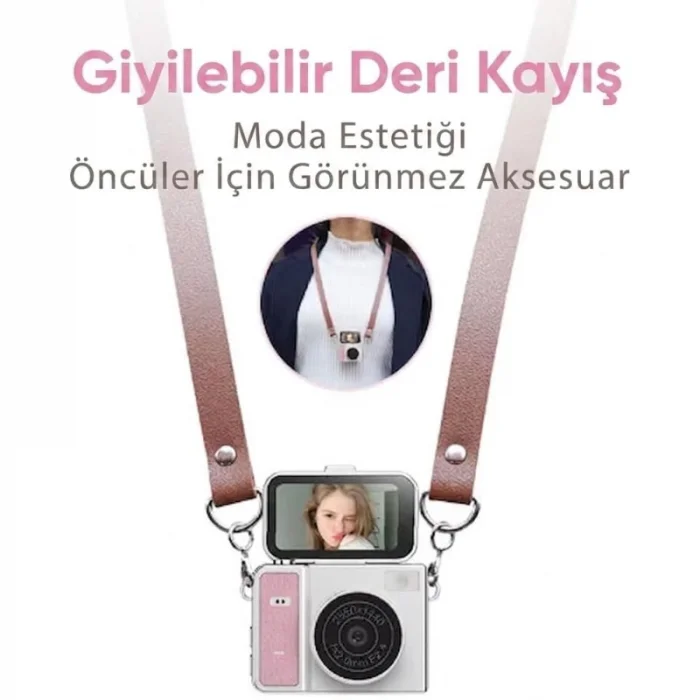 BUĞZ Katlanabilir Ekranlı Mini Vlog Kamerası - Anahtarlık Boyutu - 2K Kalite