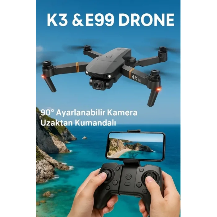 BUĞZ Katlanabilir HD Kameralı Drone, 500-1000 Metre Uçuş Mesafeli ve Ekstra Bataryalı