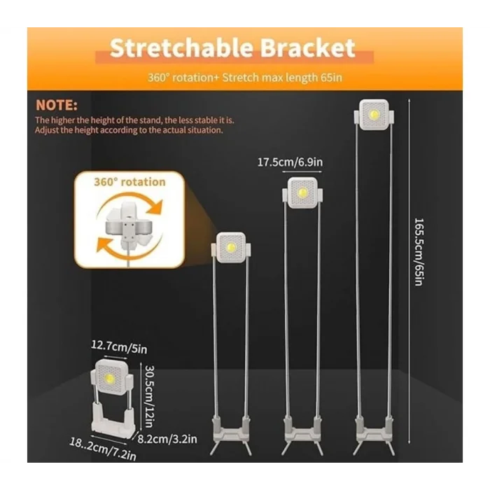 BUĞZ Katlanabilir Kamp Lambası Çok İşlevli Ultra Güçlü 4 Modlu Aydınlatma