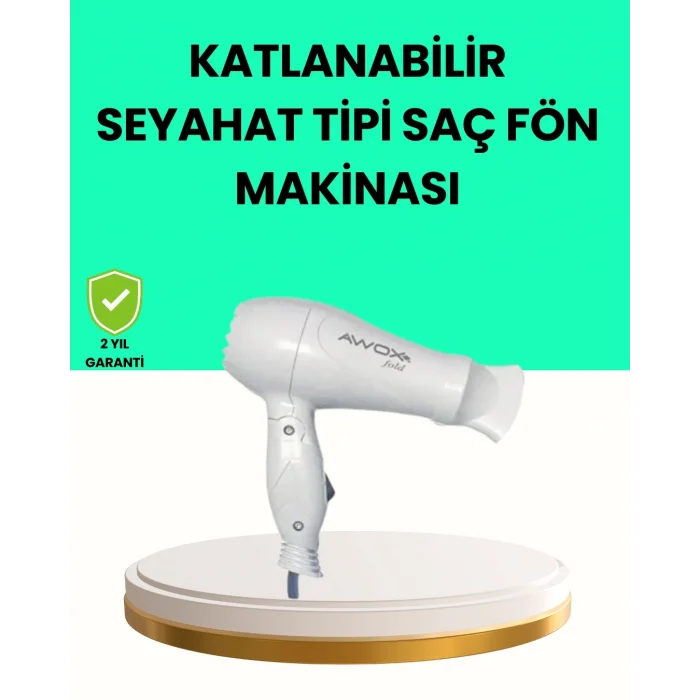 BUĞZ Katlanabilir Seyahat Tipi Saç Kurutma Makinesi Çift Kademeli Ayar