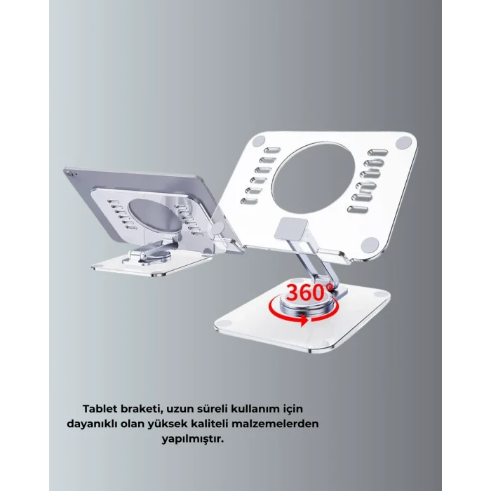 BUĞZ Katlanabilir Tablet Standı Ayarlanabilir Kaymaz Şeffaf Tasarım - BUĞZ