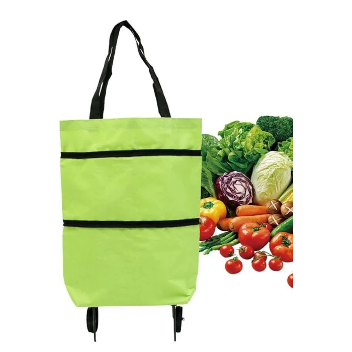 BUĞZ Katlanabilir Tekerlekli Alışveriş Çantası Pratik ve Detaylı Pazar Arabası