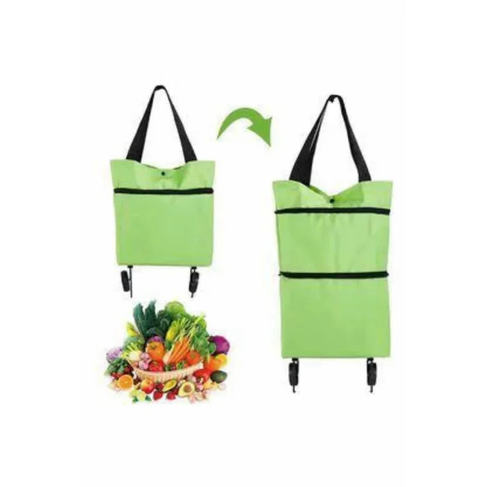 BUĞZ Katlanabilir Tekerlekli Pazar Market Çarşı Arabası Market Alışveriş Çantası