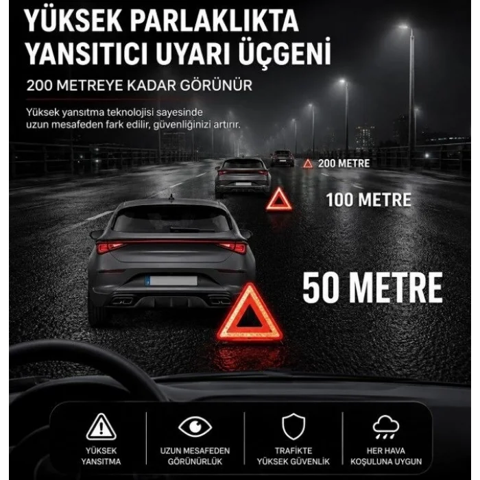 BUĞZ Katlanabilir Üçgen Acil Durum  Reflektörü