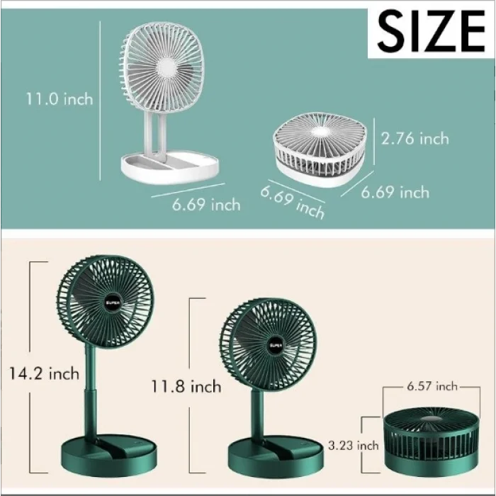 BUĞZ Katlanır Teleskopik Zemin Fanı Yaz Sessiz Öğrenci Masaüstü Fan Usb Şarj Edilebilir Taşınabilir Ev Mini Hava Soğutucu - Lisinya