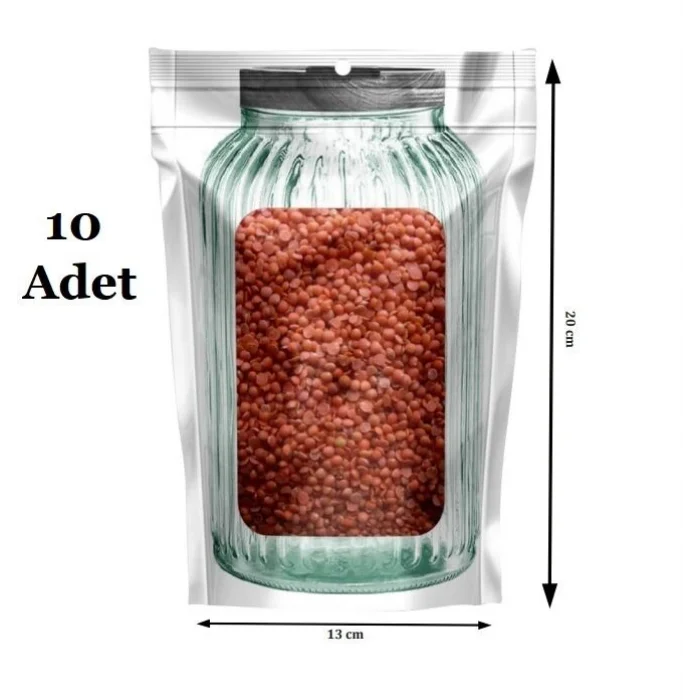 BUĞZ Kavanoz Görünümlü Kilitli Saklama Poşeti Çıtçıtlı ve Pratik Torba 10 Adet