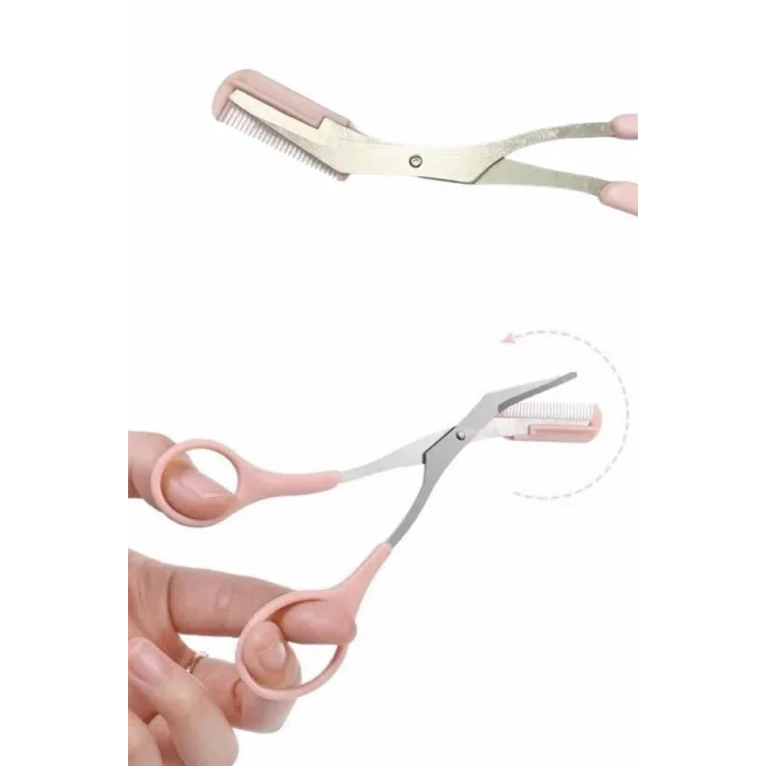 BUĞZ Kavisli Kaş Düzeltici Seti Kaş Makası ve Kaş Usturası Paslanmaz Çelik Bıçaklı