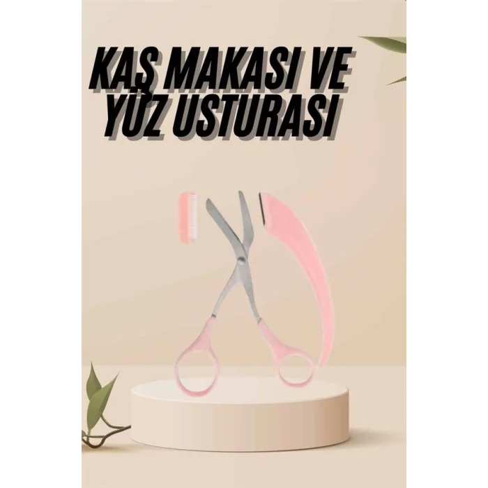BUĞZ Kavisli Kaş Kirpik Düzeltici Bıyık Alma Taraklı Kaş Makası Yüz Bakım Seti Makas