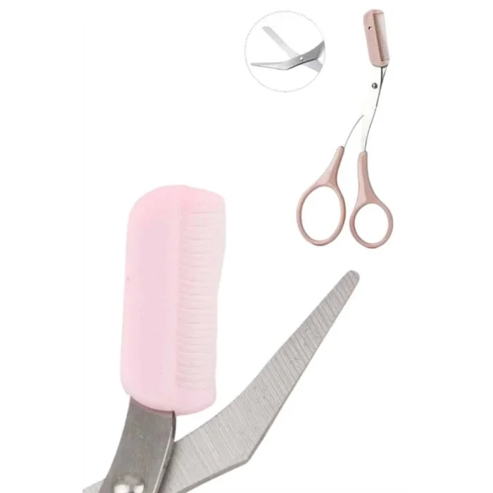  Kavisli Kaş Kirpik Düzeltici Bıyık Alma Taraklı Kaş Makası Yüz Bakım Seti Makas