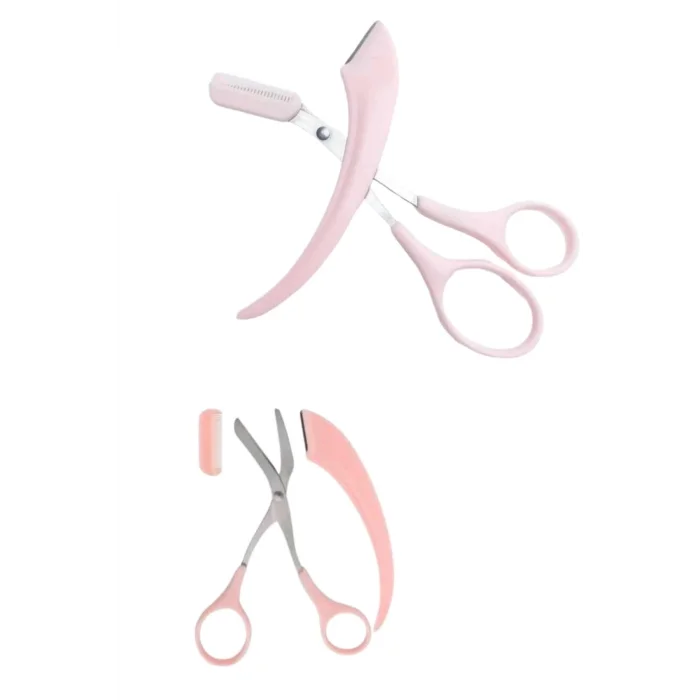  Kavisli Kaş Kirpik Düzeltici Bıyık Alma Taraklı Kaş Makası Yüz Bakım Seti Makas