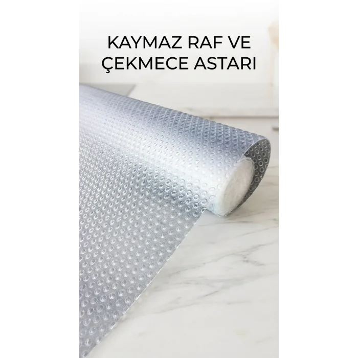 BUĞZ Kaydırmaz PVC Raf Örtüsü 45x300 cm Şeffaf Dolap İçi Koruyucu Kaplama