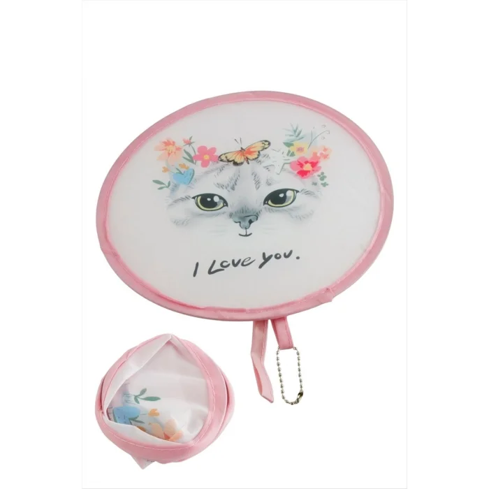 BUĞZ Kedi Desenli Kore Yelpaze 20 cm