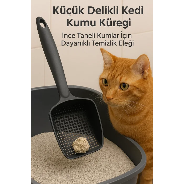 BUĞZ Kedi Kumu Eleği (Küçük Delikli) | İnce Taneli Kumlar İçin Özel Filtreleme | Hızlı, Kolay ve Hijyenik Temizlik Çözümü