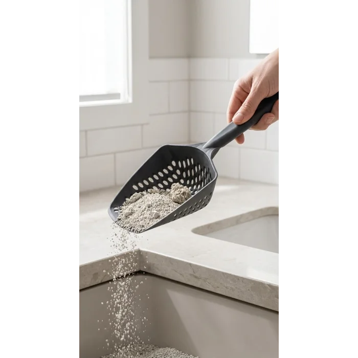 BUĞZ Kedi Kumu Eleme Küreği, Dar Tacaklı ve Ergonomik Tasarımıyla Temizlik İçin Uygun