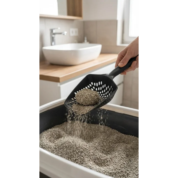 BUĞZ Kedi Kumu Eleme Küreği, İnce Taneli Kum Ayırıcı ve Temizlik Aracı