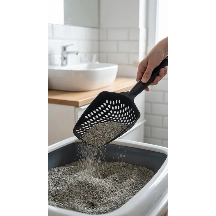 BUĞZ Kedi Kumu Eleme Küreği Yumuşak Sap ve Dar Kenar Tasarımıyla Temizlik İçin Uygun