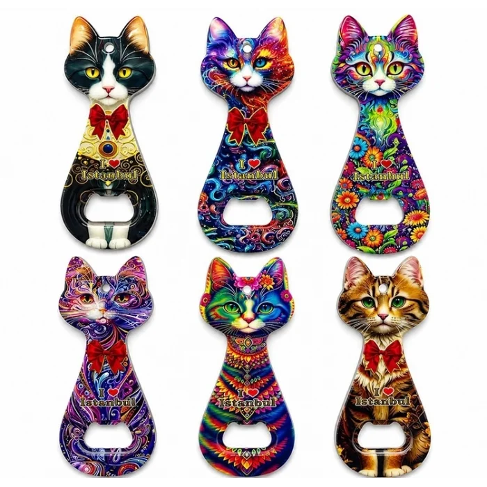 BUĞZ Kedi Tasarımı İstanbul Temalı Buzdolapı Süsü Magnet Alk5408