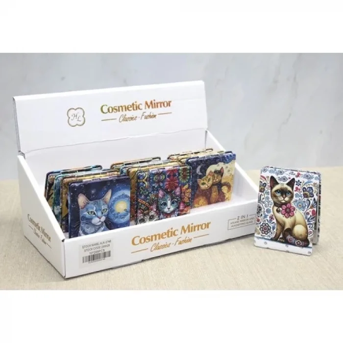  Kedi Taşlı El Aynası Dikdörtgen İnce