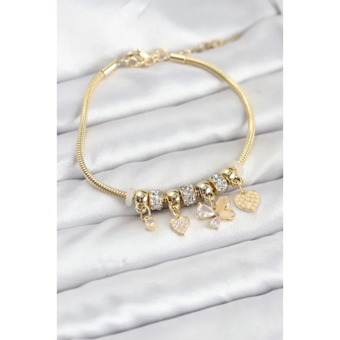 BUĞZ Kelebek Charmlı Gold Renk Kadın Bileklik