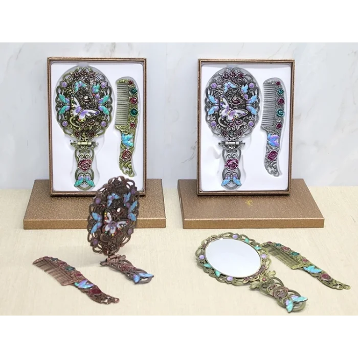 BUĞZ Kelebek Katlanabilir Ayna Ve Tarak Seti Büyük Boy Alk4981