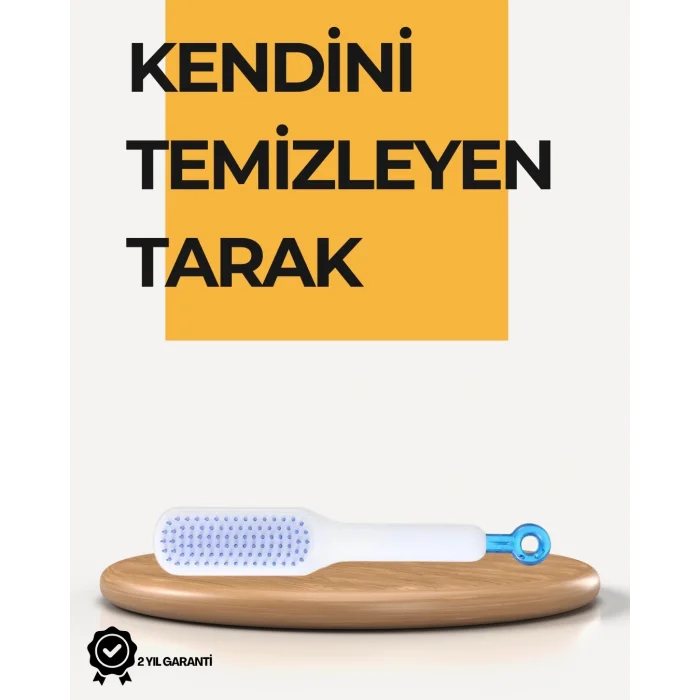  Kendi Kendini Temizleyen Saç Tarağı – Anti-Statik, Silikon Uçlu, ABS Malzeme, 22x4 cm