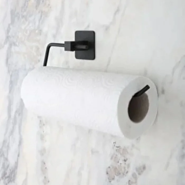 BUĞZ Kendiliğinden Yapışkanlı Siyah Paslanmaz Metal Rulo Havluluk Aparat