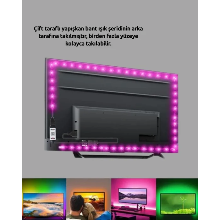 BUĞZ Kendinden Yapışkanlı LED Şerit Televizyon Aydınlatması 2mt - BUĞZ