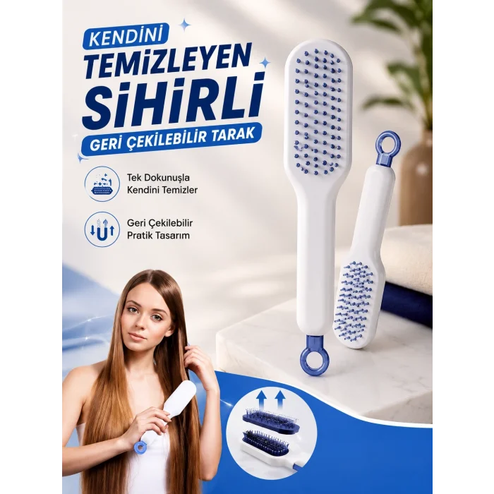 BUĞZ Kendini Temizleyen Tarak Fırça Geri Çekilebilir Evcil Hayvana Uygun Sıkı Dişli