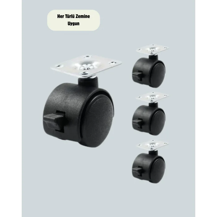 BUĞZ Kilitli 4 cm Tekerlek Ayak 4’lü Set Zemin Koruyucu - BUĞZ