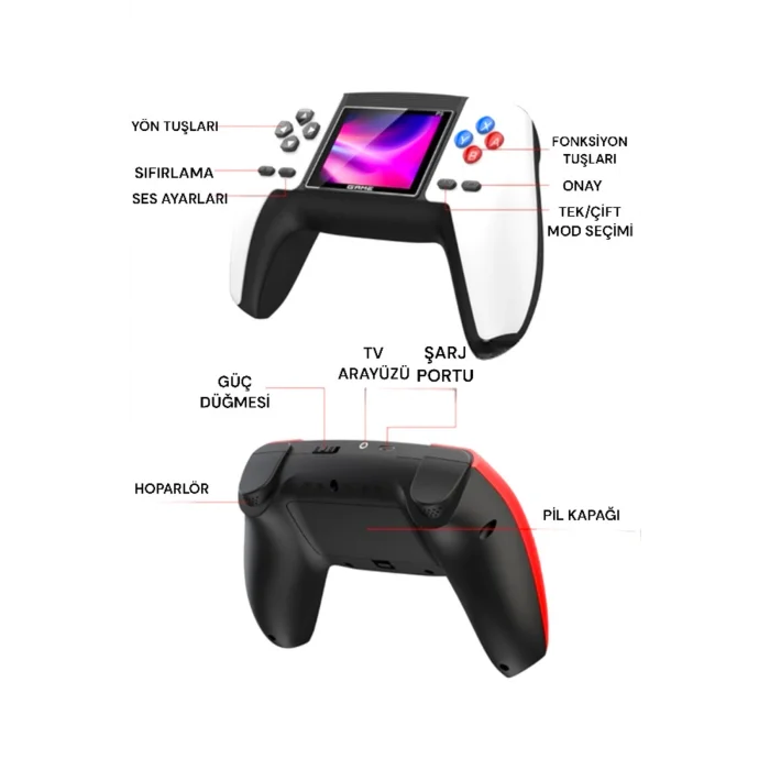 BUĞZ Kırmızı 520 oyunlu taşınabilir joystick, Bluetooth yok, 2 yıl garantili, diğer bağlantı