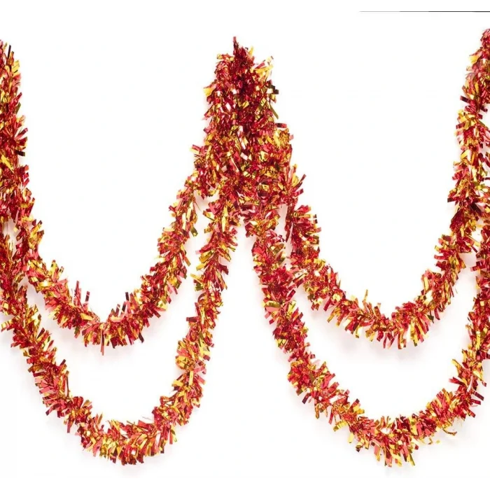 BUĞZ Kırmızı Altın Renk Garland Çİft Renk Sim Süs