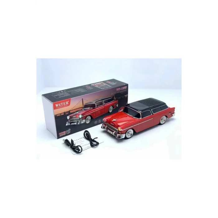 BUĞZ Kırmızı bluetooth hoparlör 10 watt FM radyo SD kart USB destekli nostaljik araba tasarım