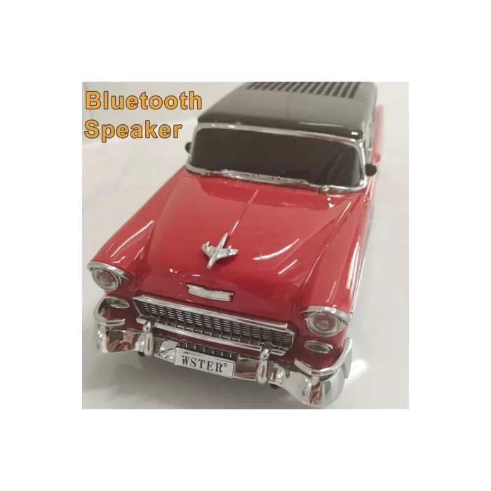 BUĞZ Kırmızı bluetooth hoparlör 10 watt FM radyo SD kart USB destekli nostaljik araba tasarım