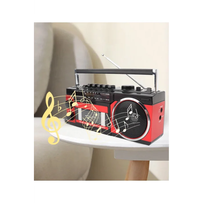 BUĞZ Kırmızı Bluetooth özellikli FM radyo USB MP3 çalar kaset çalar nostaljik müzik seti