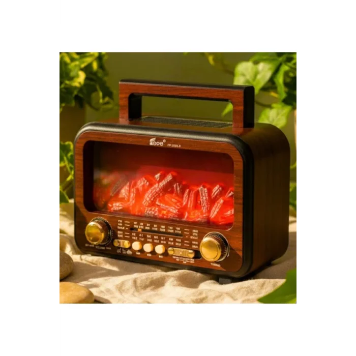 BUĞZ Kırmızı bluetoothlu şömine tipi nostaljik radyo FM radyo USB MP3 player şarjlı hoparlör