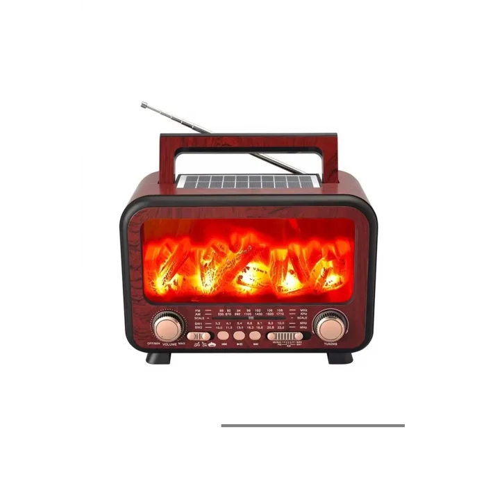 BUĞZ Kırmızı bluetoothlu şömine tipi nostaljik radyo FM radyo USB MP3 player şarjlı hoparlör
