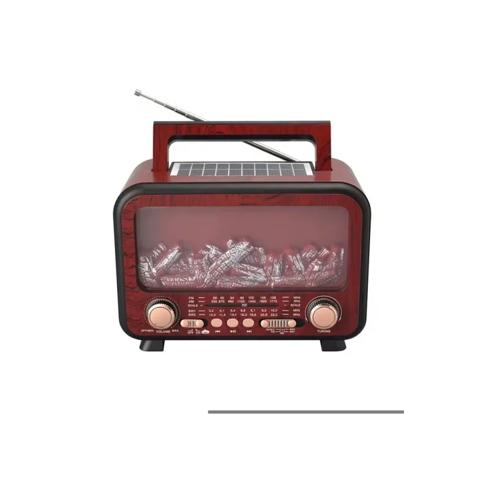BUĞZ Kırmızı bluetoothlu şömine tipi nostaljik radyo FM radyo USB MP3 player şarjlı hoparlör